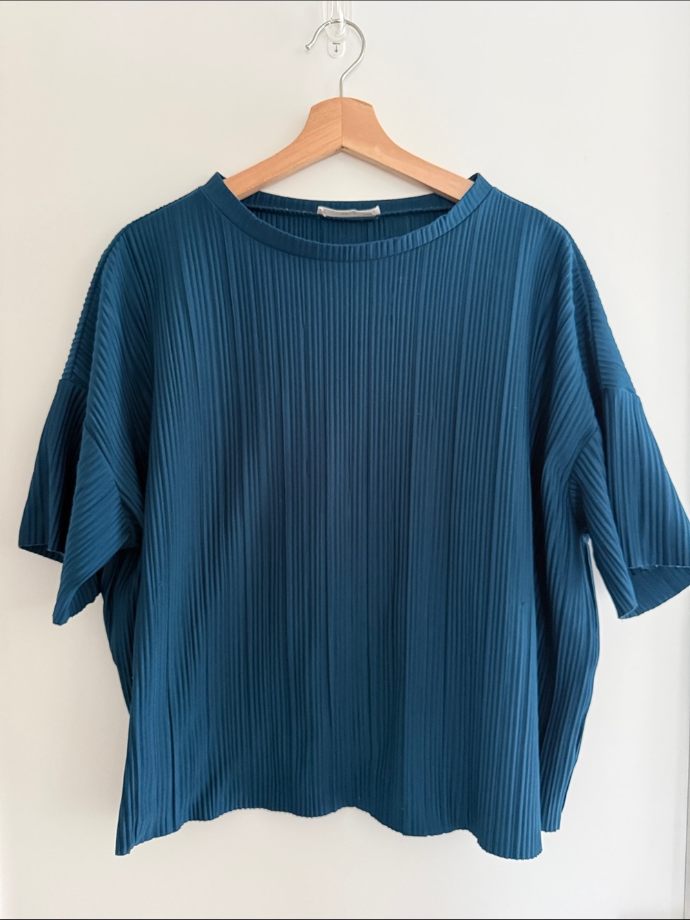 Pleated Short Sleeve Tee in Deep Teal